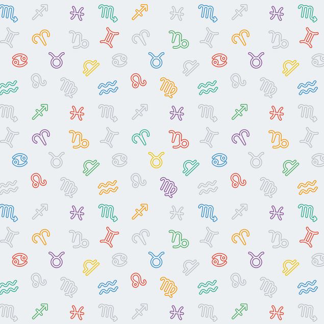 Adhesive film - Nursery Learning Pattern With Colourful Zodiac Symbols