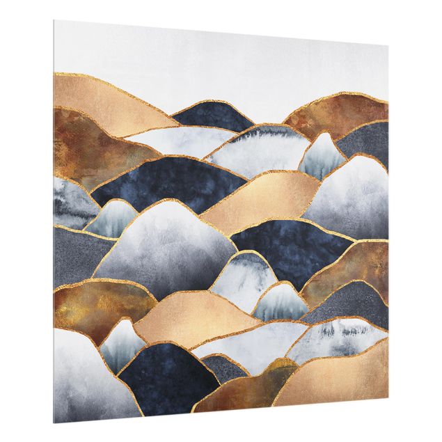 Glass splashback landscape Golden Mountains Watercolor