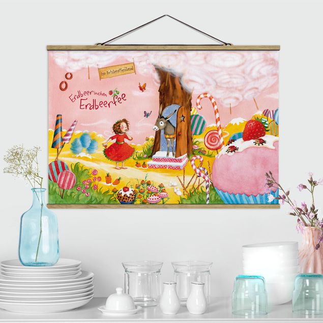 Fabric print with poster hangers - Little Strawberry Strawberry Fairy - Cockaigne