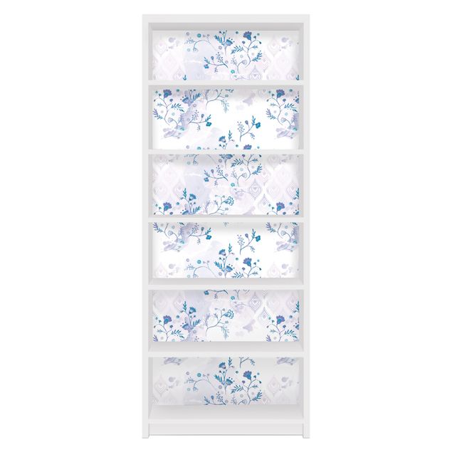 Adhesive film for furniture IKEA - Billy bookcase - Blue Fantasy Pattern