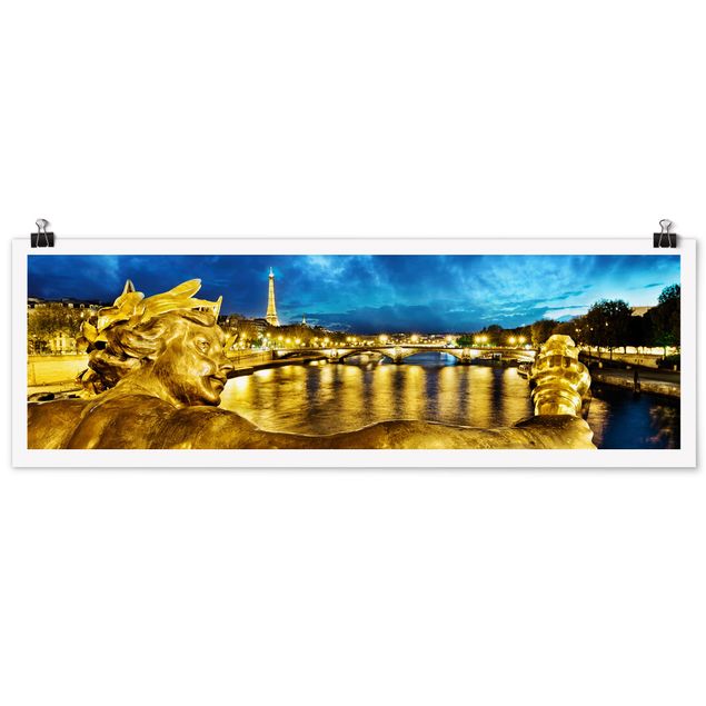 Panoramic poster architecture & skyline - Golden Paris