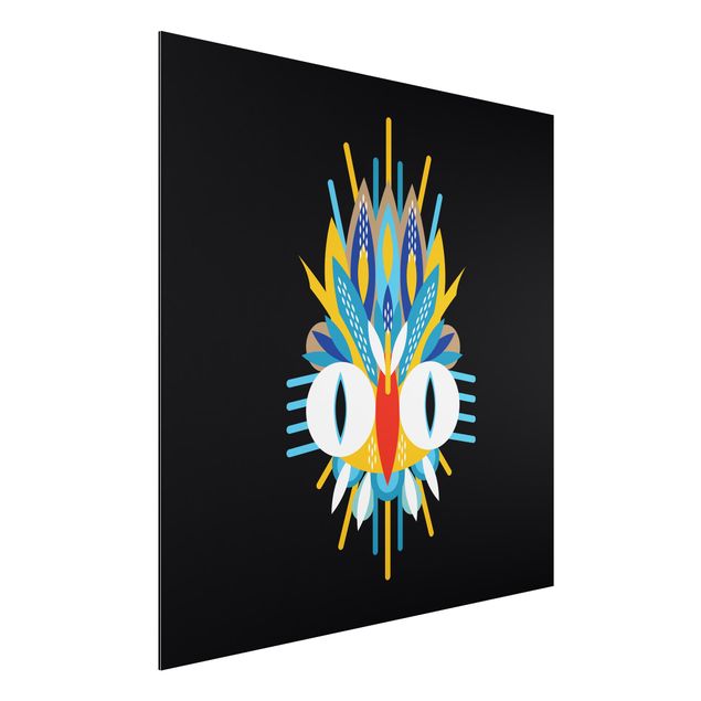 Dibond Collage Ethno Mask - Bird Feathers