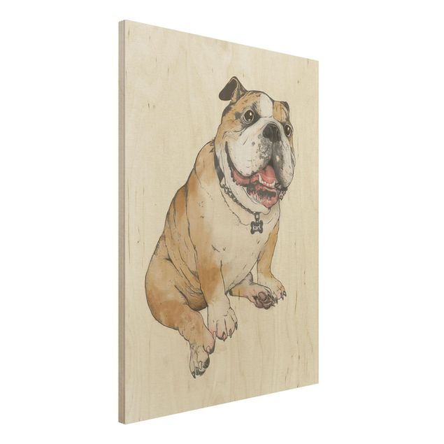 Print on wood - Illustration Dog Bulldog Painting