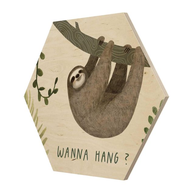 Wooden hexagon - Sloth Sayings - Hang