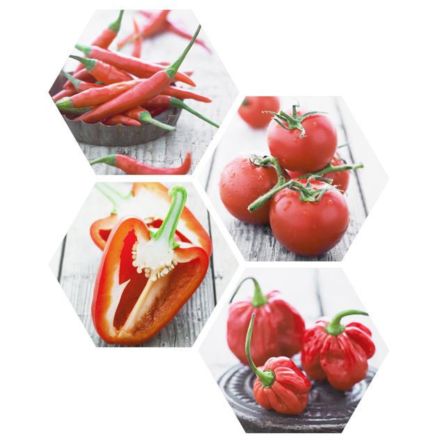 Alu-Dibond hexagon - Red Vegetables