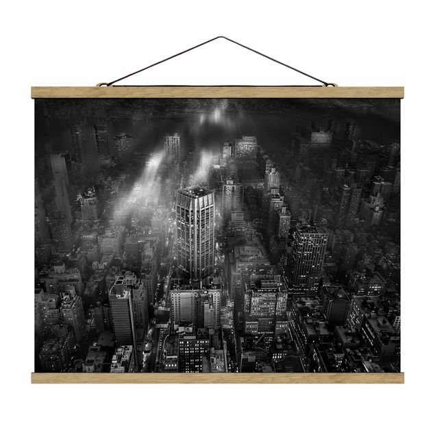 Fabric print with poster hangers - Sunlight Over New York City