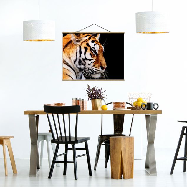 Fabric print with poster hangers - Tiger Beauty