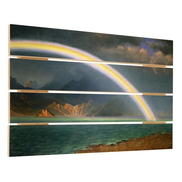 Print on wood - Albert Bierstadt - Rainbow over the Jenny Lake, Wyoming