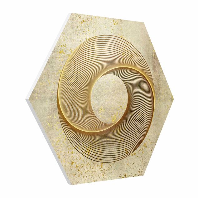 Hexagon Picture Forex - Line Art Circle Spiral Gold