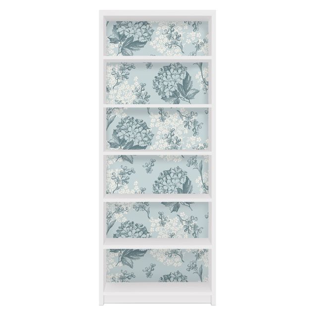 Adhesive film for furniture IKEA - Billy bookcase - Hydrangea Pattern In Blue