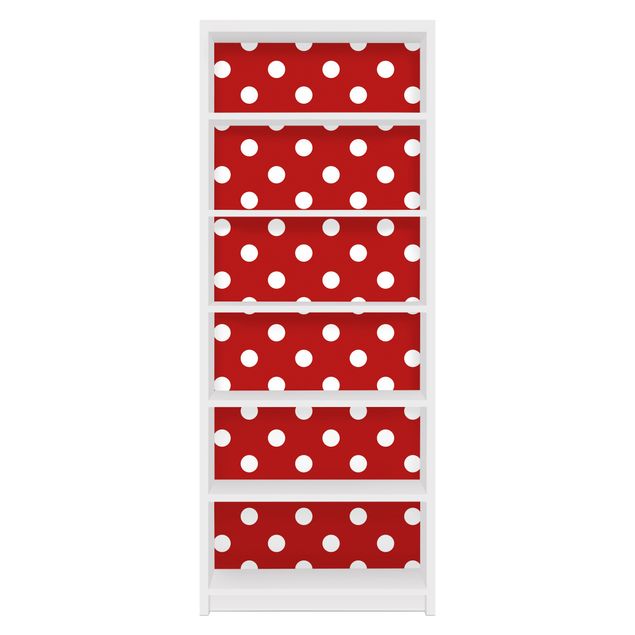 Adhesive film for furniture IKEA - Billy bookcase - No.DS92 Dot Design Girly Red