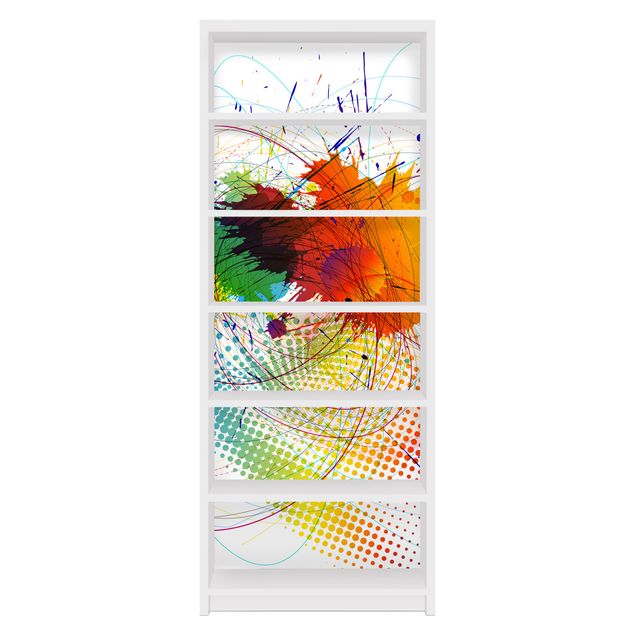 Adhesive film for furniture IKEA - Billy bookcase - Rainbow Background