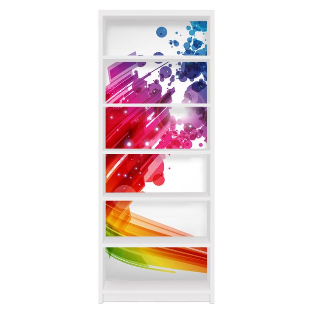 Adhesive film for furniture IKEA - Billy bookcase - Rainbow Wave And Bubbles