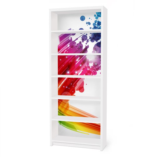 Adhesive film for furniture IKEA - Billy bookcase - Rainbow Wave And Bubbles