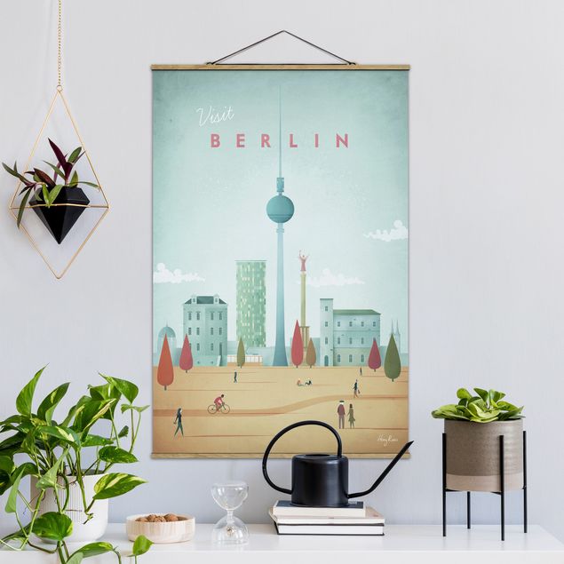 Fabric print with poster hangers - Travel Poster - Berlin