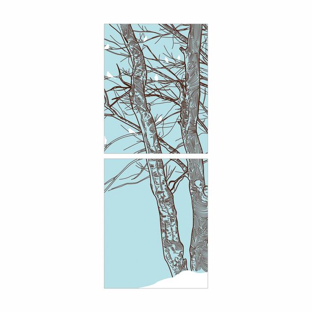 Adhesive film for furniture IKEA - Billy bookcase - Winter Trees