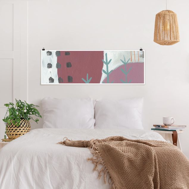 Panoramic poster abstract - Carnival Of Shapes In Berry III