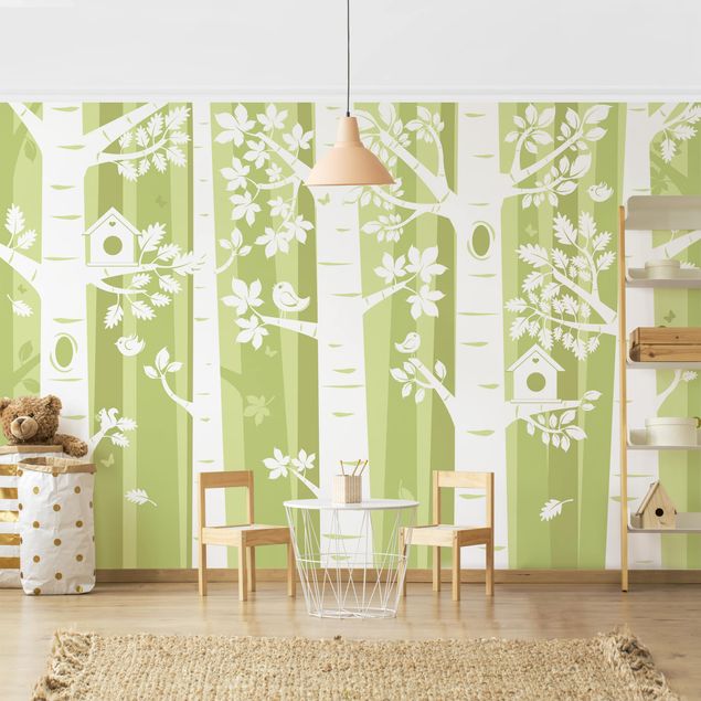 Wallpaper - Trees In The Forest Green