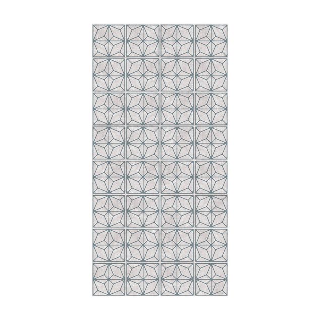 modern area rugs Tile Pattern Star Geometry Grey Blue