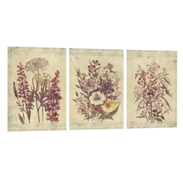 Print on canvas - Vintage Flower Trio