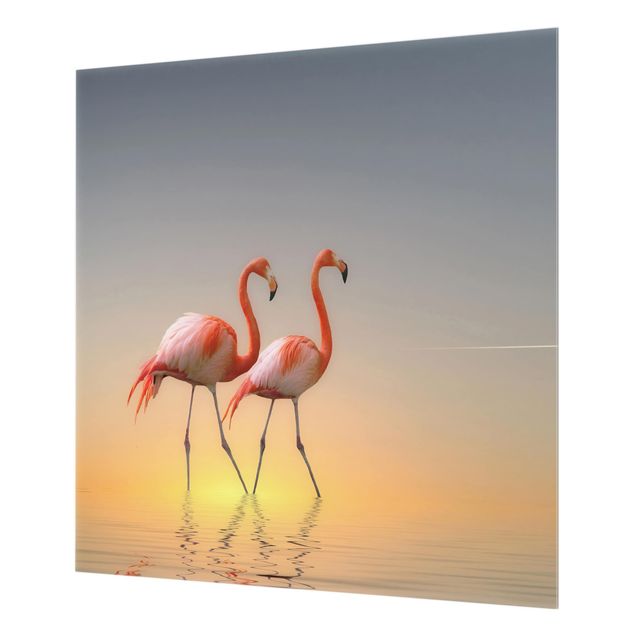 Glass Splashback - Flamingo Love - Square 1:1