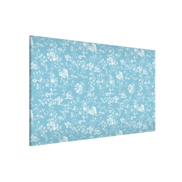 Magnetic memo board - Flower Tendrils On Blue