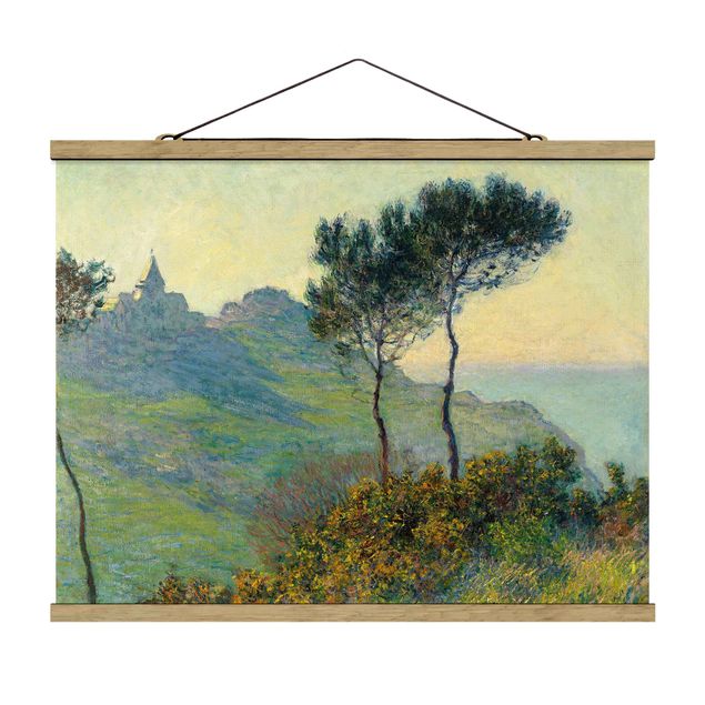 Fabric print with poster hangers - Claude Monet - The Church Of Varengeville At Evening Sun
