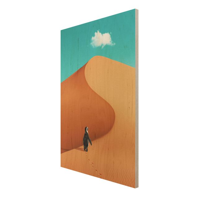 Print on wood - Desert With Penguin