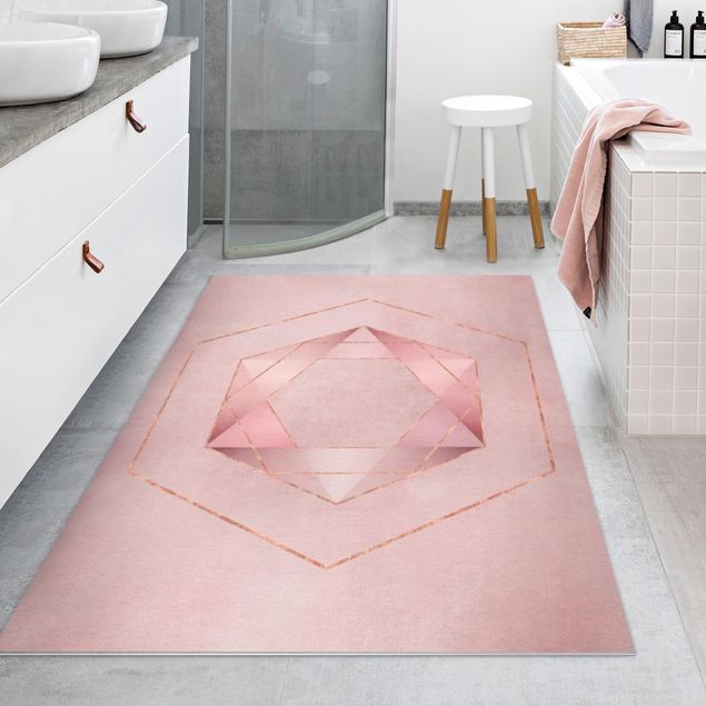 contemporary rugs Geometry In Pink And Gold I