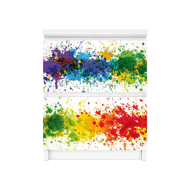 Adhesive film for furniture IKEA - Malm chest of 2x drawers - Rainbow Splatter
