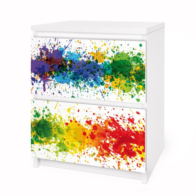 Adhesive film for furniture IKEA - Malm chest of 2x drawers - Rainbow Splatter