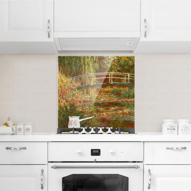 Glass splashback kitchen landscape Claude Monet - Waterlily Pond And Japanese Bridge (Harmony In Pink)