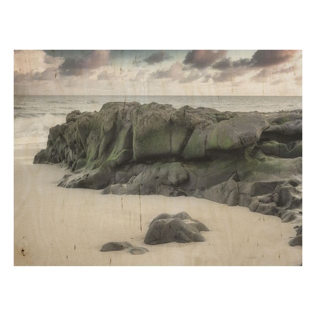 Print on wood - Rock On The Beach