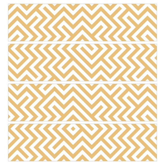 Adhesive film for furniture IKEA - Malm chest of 4x drawers - Geometric Pattern Design Yellow