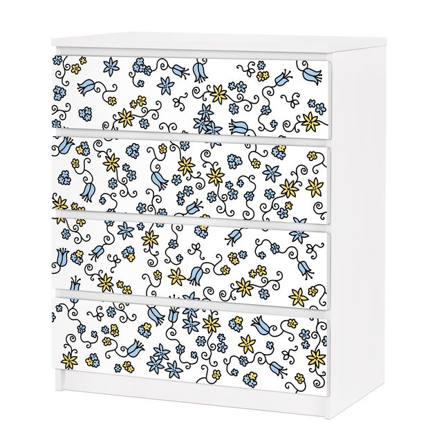 Adhesive film for furniture IKEA - Malm chest of 4x drawers - Flower Garden