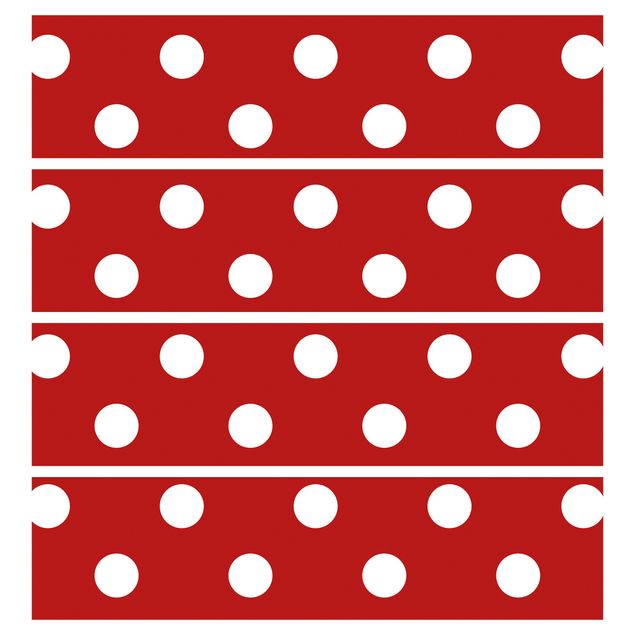 Adhesive film for furniture IKEA - Malm chest of 4x drawers - No.DS92 Dot Design Girly Red