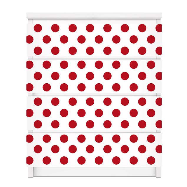 Adhesive film for furniture IKEA - Malm chest of 4x drawers - No.DS92 Dot Design Girly White
