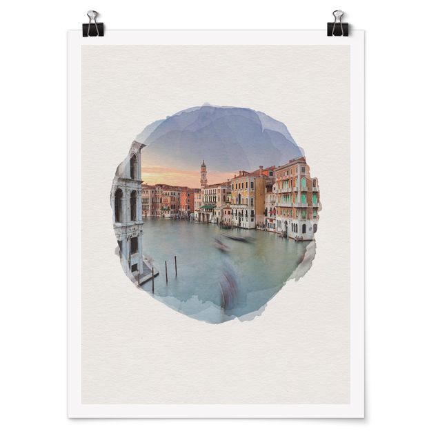 Poster - WaterColours - Grand Canal View From The Rialto Bridge Venice