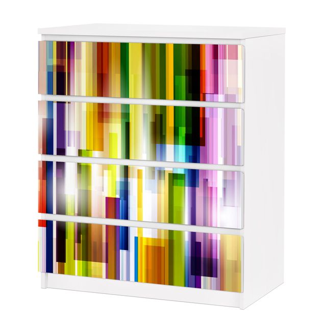 Adhesive film for furniture IKEA - Malm chest of 4x drawers - Rainbow Cubes