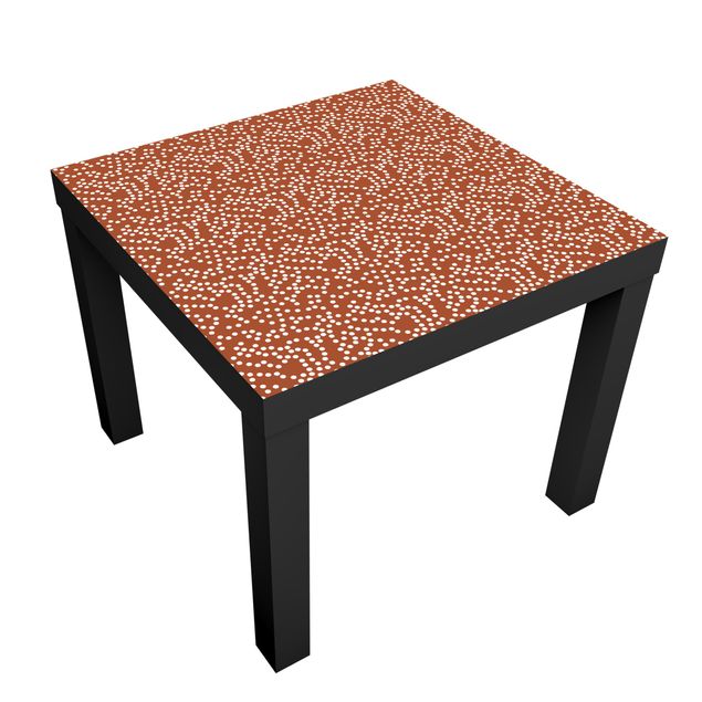 Adhesive film for furniture IKEA - Lack side table - Aboriginal Dot Pattern Brown