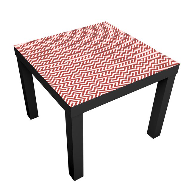 Adhesive film for furniture IKEA - Lack side table - Red Geometric Stripe Pattern