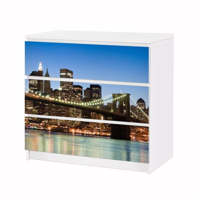 Adhesive film for furniture IKEA - Malm chest of 3x drawers - Brooklyn Bridge In New York