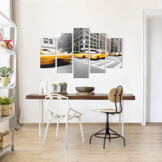 Print on canvas 5 parts - Bustling New York