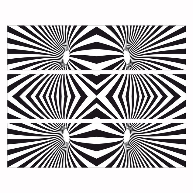Adhesive film for furniture IKEA - Malm chest of 3x drawers - Psychedelic Black And White pattern