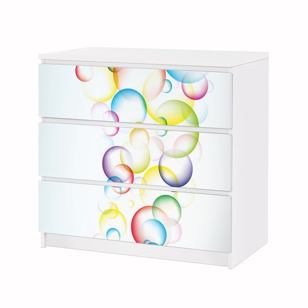 Adhesive film for furniture IKEA - Malm chest of 3x drawers - Rainbow Bubbles