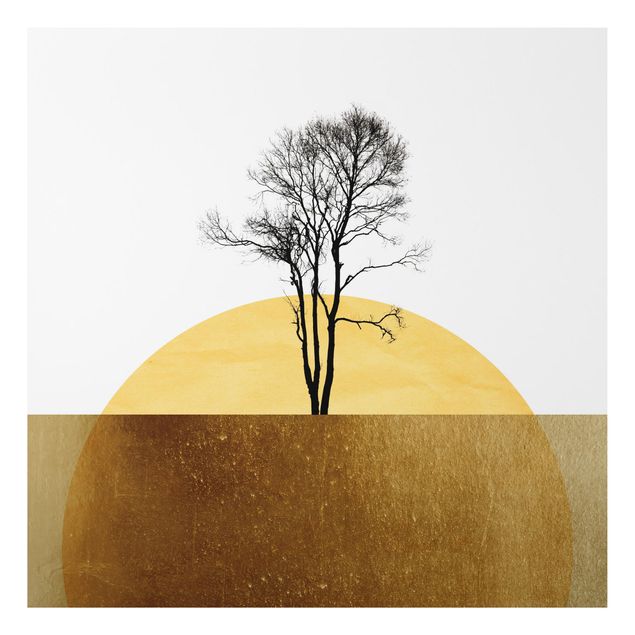 Alu-Dibond print - Golden Sun With Tree