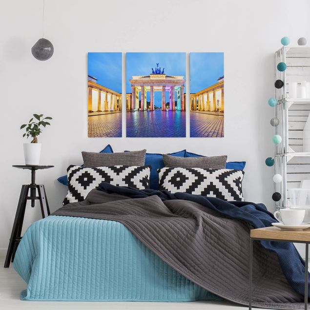Print on canvas 3 parts - Illuminated Brandenburg Gate