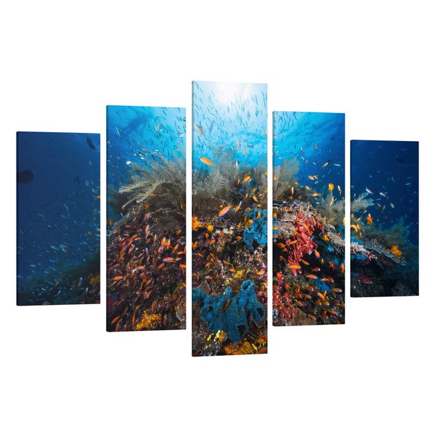 Print on canvas 5 parts - Lagoon Underwater