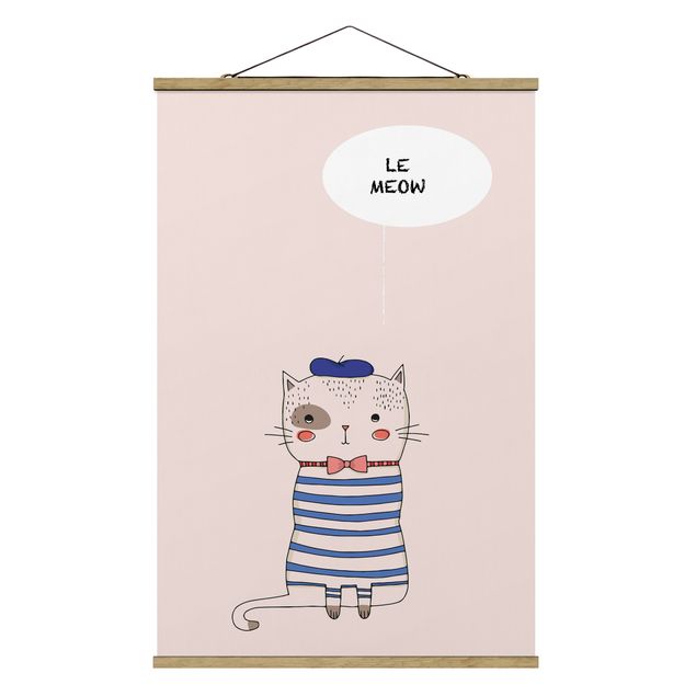 Fabric print with poster hangers - Cat In France