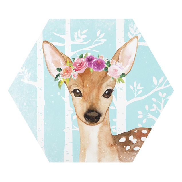 Hexagon Picture Forex - Watercolor Deer Turquoise